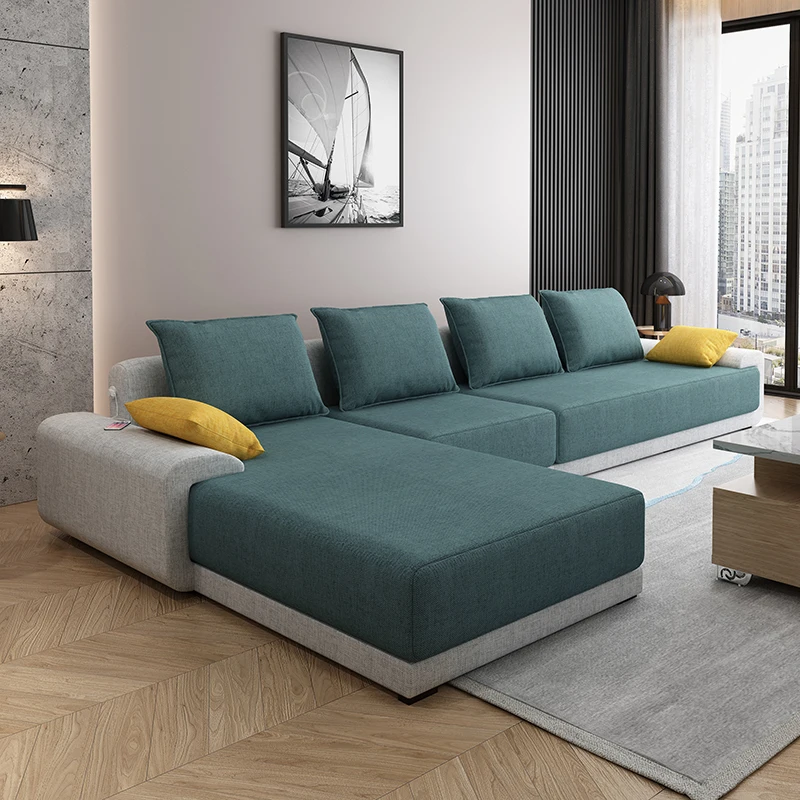 Nordic L Shape Sofa Apartment Simple 3 Seater Sofa Bed Light Luxury Furniture Combination Relaxing Sofa Set Living Room Modern