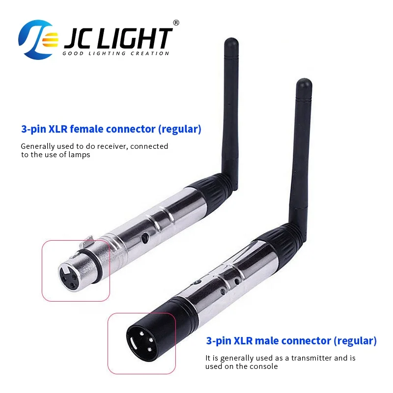 Wireless Dmx512 Singal Transmitter and Receiver Stage Lighting 2.4g 3-Pin Xlr Connector Led Receptor For Dj Lights