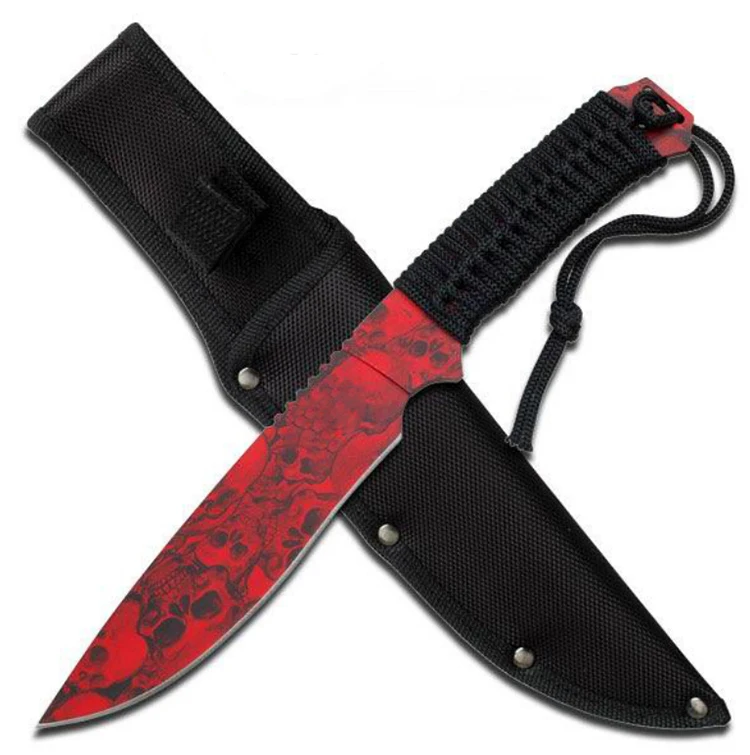 Stainless Steel Camping Survival Hunting Knife With Nylon Sheath