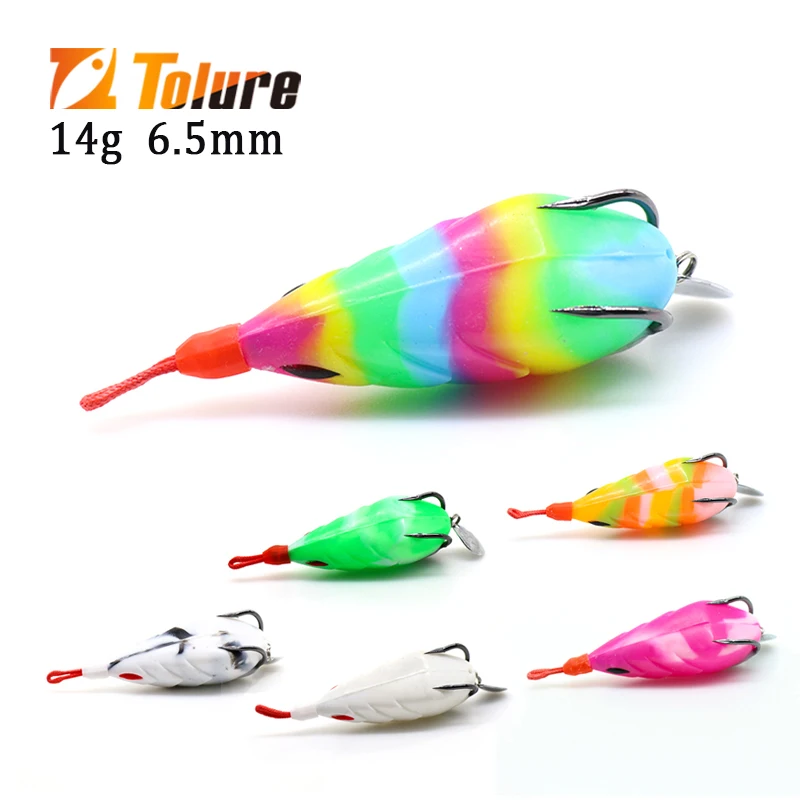 High Quality 14g 6.5cm Topwater Soft Lure Artificial Bass Frog Lure Soft Body Bait Floating Fish Lure Silica Gel With Bkk HOOK