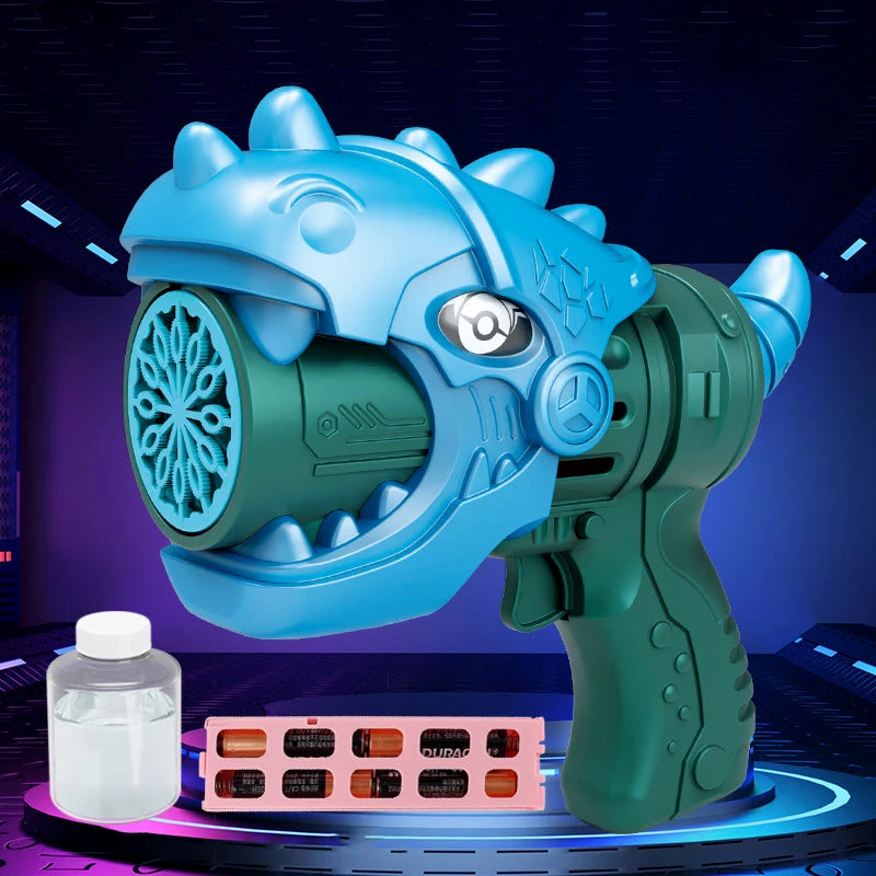 Hot Selling Dinosaurs Cartoon Kids Light-Up Rocket Launcher Bubble Gun Unisex Handheld Water Soap Bubble Maker Made of Plastic