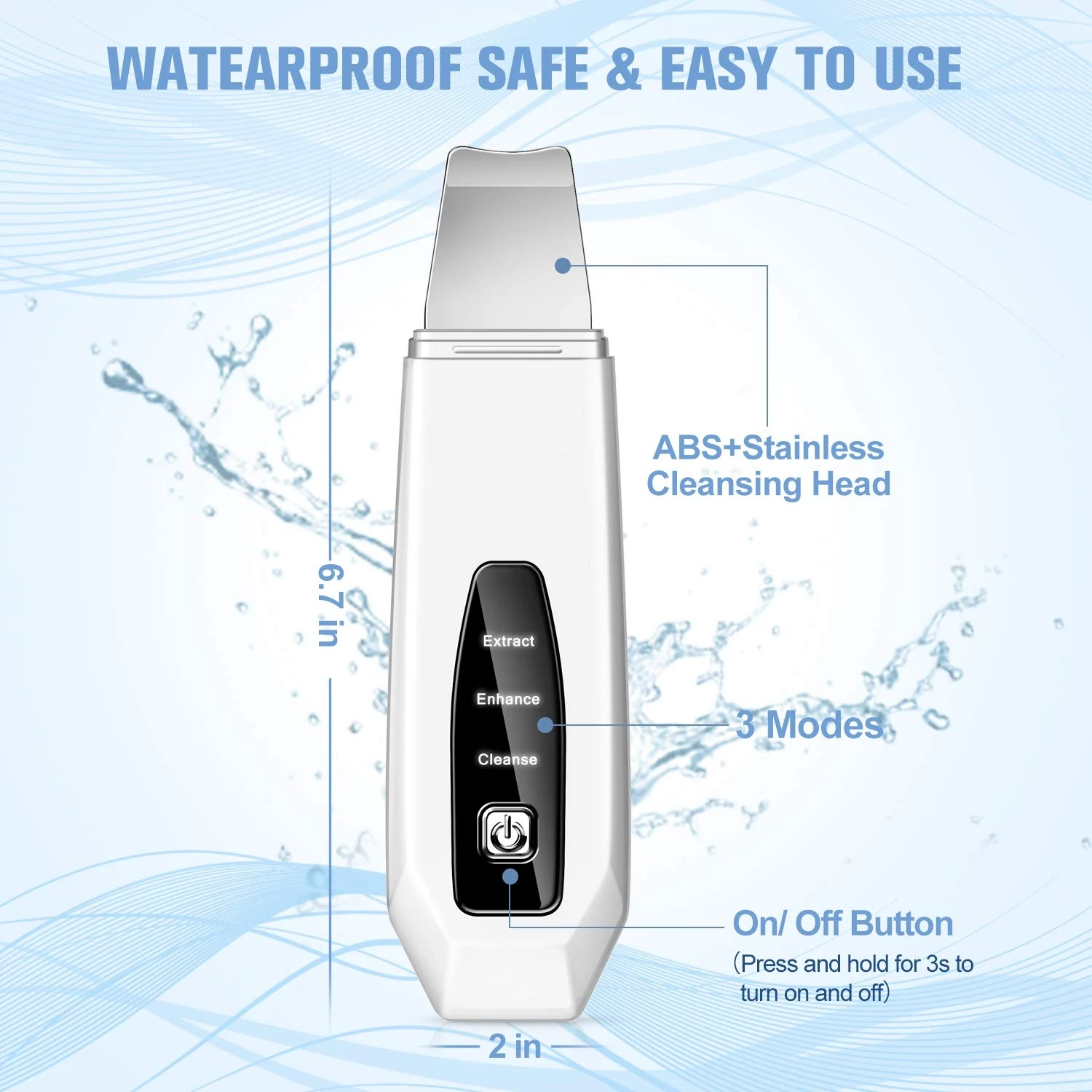 2023 New Design Hand Hold Ultrasonic Face Cleaner/ Microcurrent Ultrasonic Skin Scrubber