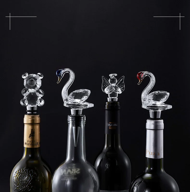 wholesale Crystal Glass wine bottle stopper custom logo creative wine stoppers champagne bottle stoppers for wedding