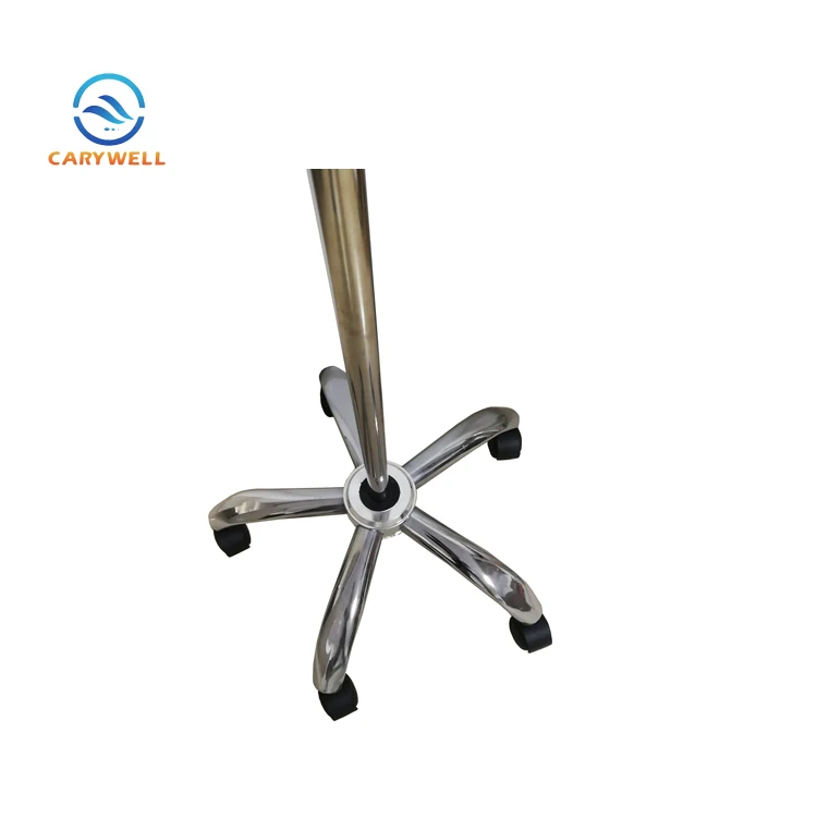 Mobile 4 Legs IV Pole Hospital Bed Infusion Medical IV Drip Stand Stainless Steel IV Poles