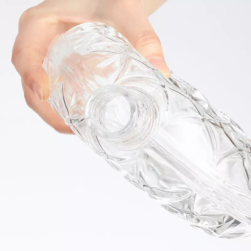 Fancy Unique Alcohol Liquor Whiskey Glass Bottles Wholesale 500 ml 750 ml Brandy XO Wine Bottle with Cork Stoppers