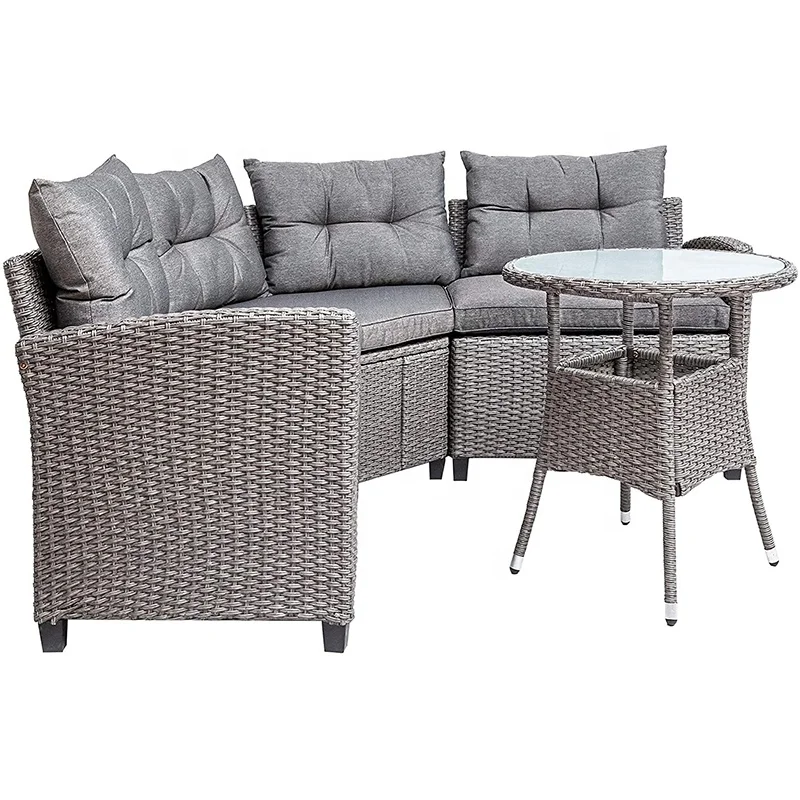 Modern Rattan Furniture Garden Outdoor Sectional l shape corner rattan sofa set outdoor