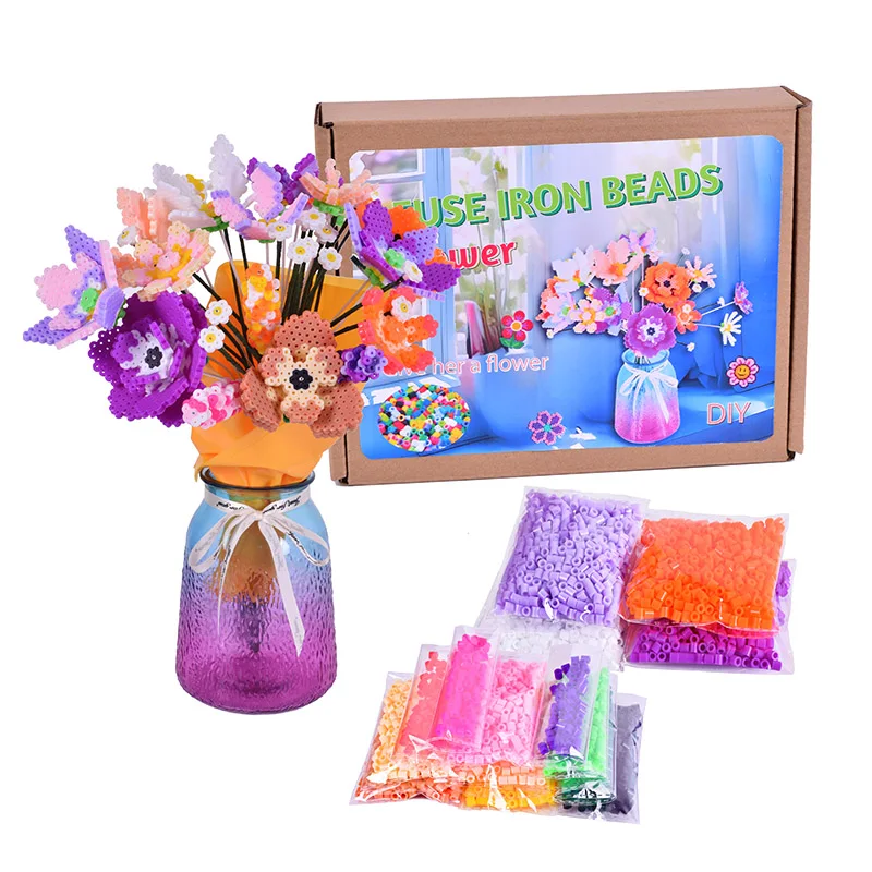 Hot Selling Plastic 5mm Fuse Beads Square Pegboard Ironing Beads Kids Educational Toys Educational Ironing Beads Set