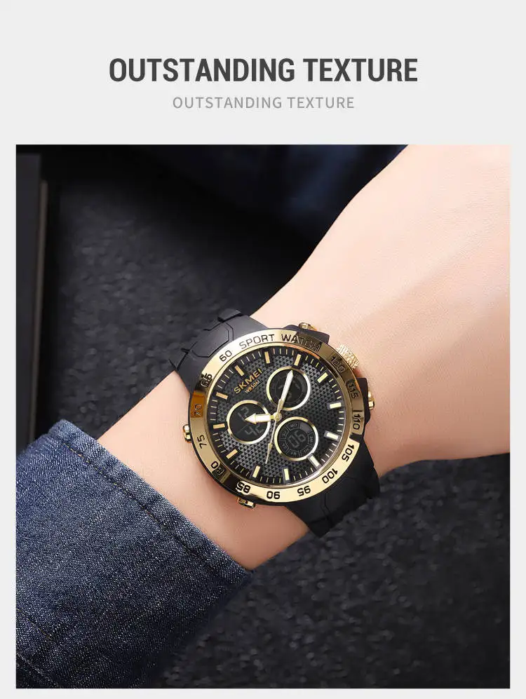 Skmei 2106 fancy odm men digital watch best Silicone strap water resist double display  sports watch manufacturer
