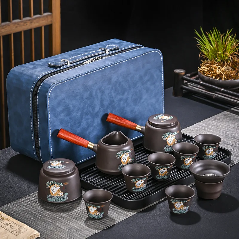 Harmony Chinese Handmade Mill Teapot Set Purple Clay Tea Set 6 Cups Tea Ceremony with Gift Box Ceramic Teapot Set