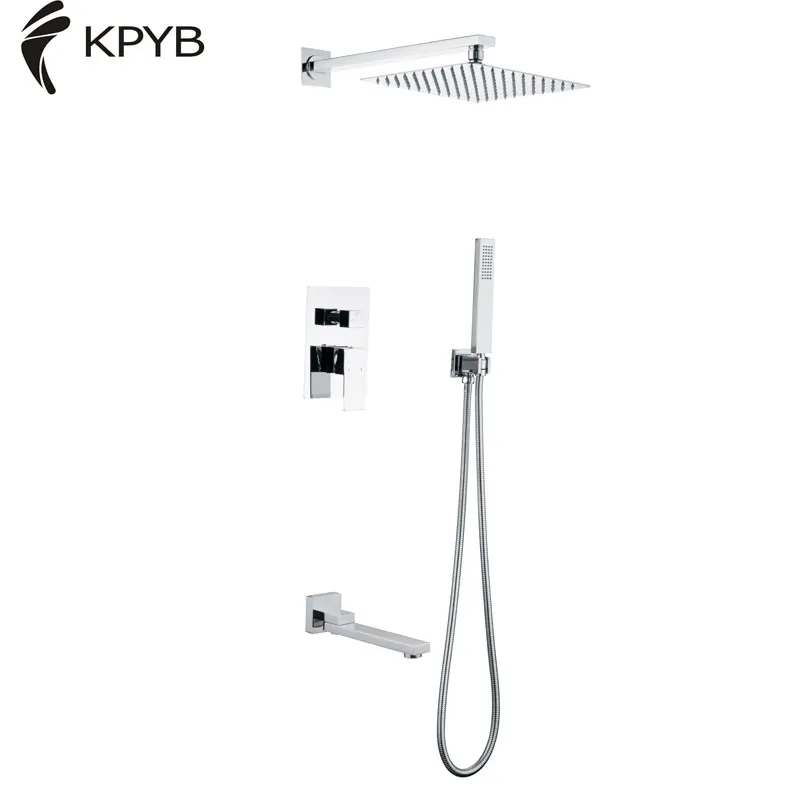 Brushed Shower Head And Faucet Set Complete With Valve Shower Fixtures With 6 Inch High Pressure Rain Shower Head Trim kit