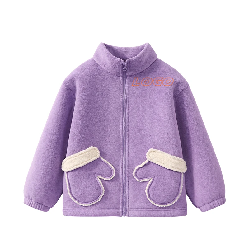 Spring Winter Boys Fleece Jacket Outdoor Warm Toddler Kids Unisex Stand Collar Polar Fleece Full-Zip Cute Jackets