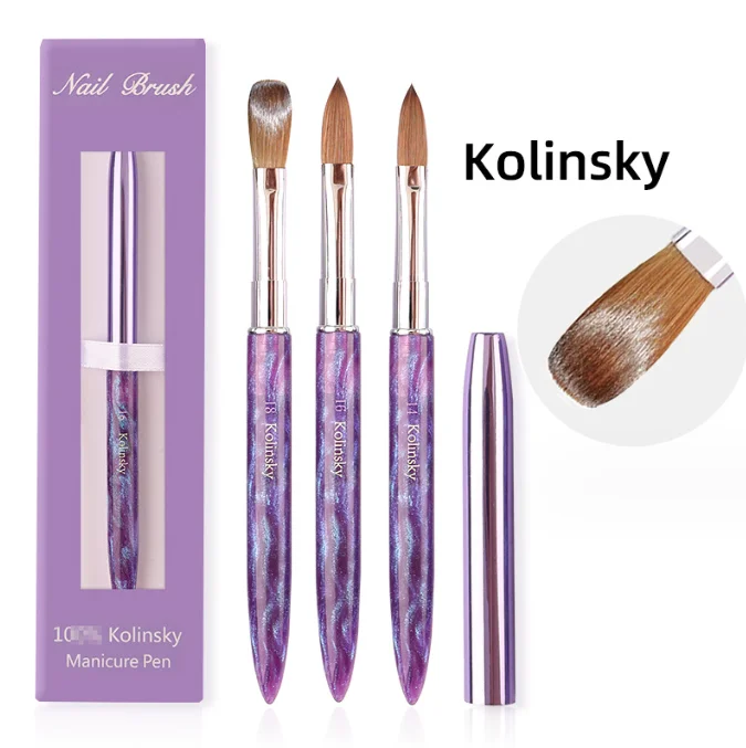 hot sale metal handle kolinsky hair nail brush luxury package acrylic nail art brush
