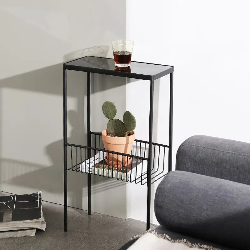 Nordic sitting room contracted mobile balcony bedroom buys content frame fancy glass sofs side table in silver lamp