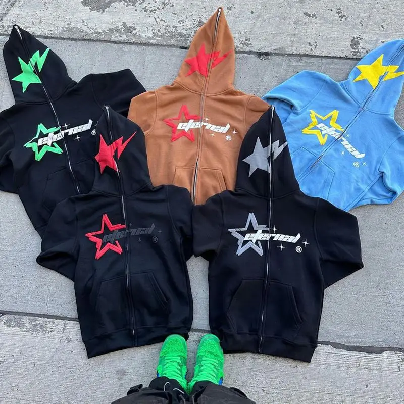 Free Design Logo Expansion Print Embroidered Plain Jogging Jacket Hem Striped Full Zipper Anime Jacket