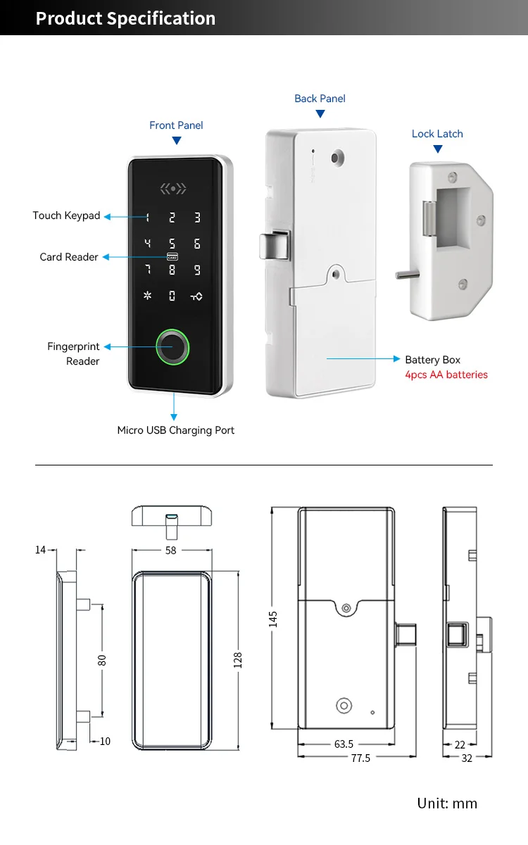 RFID digital keyless smart code remote ttlock app keypad password drawer locker furniture cabinet door locks
