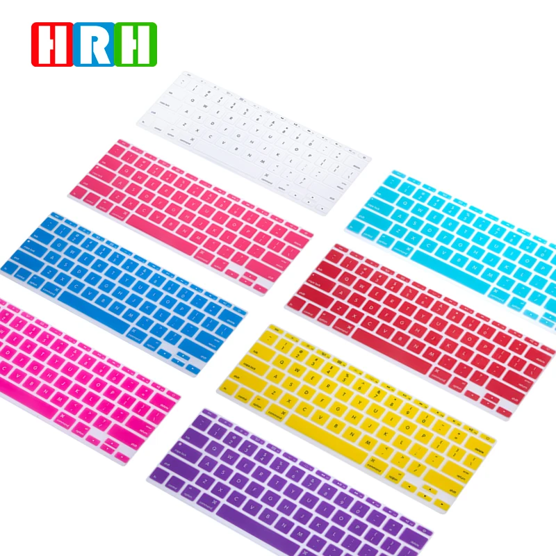 Цветной силиконовый защитный чехол для клавиатуры на английском языке для Macbook 11 дюймов 11,6 дюймов A1465 A1370 (версия США), протектор клавиатуры
