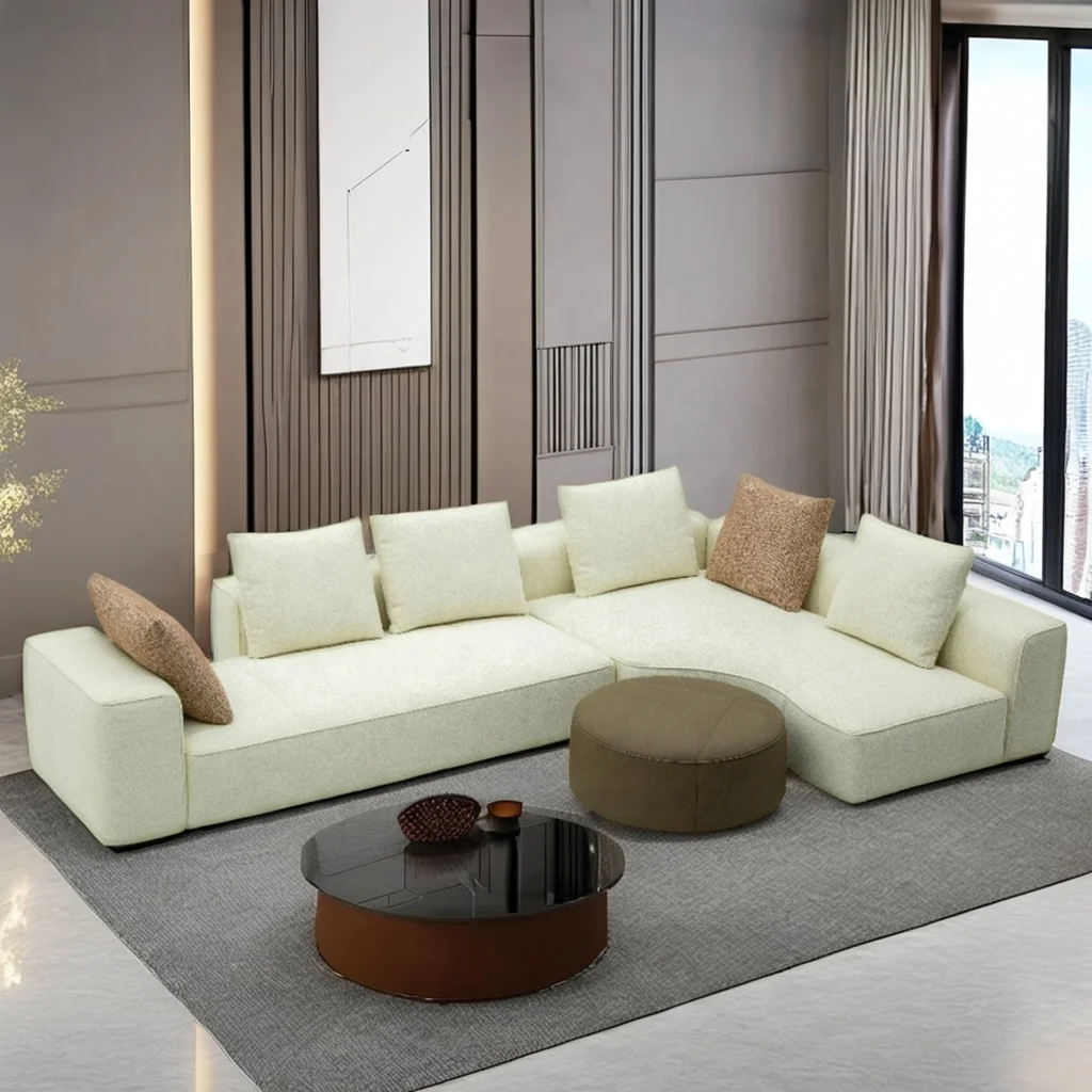Modern Simple Living Room L shape Sofa Corner Design for Home Furniture