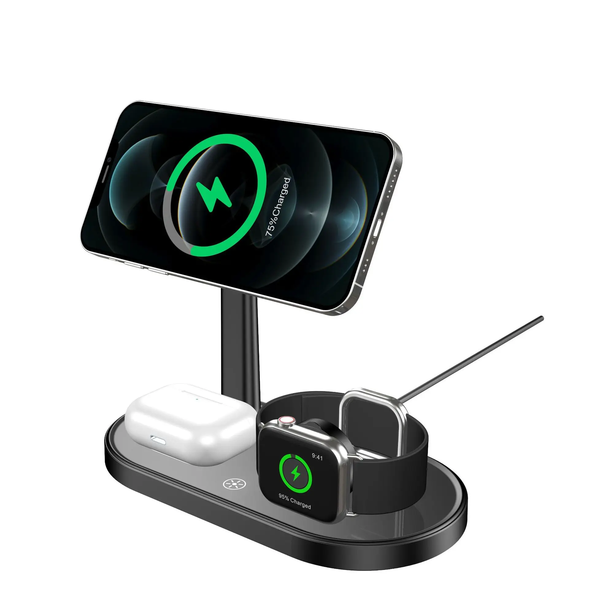 
 Cell Phone Qi Wireless Charger Portable 3 in 1 Multifunction Charging Station For iPhone Earbuds Air Pod  