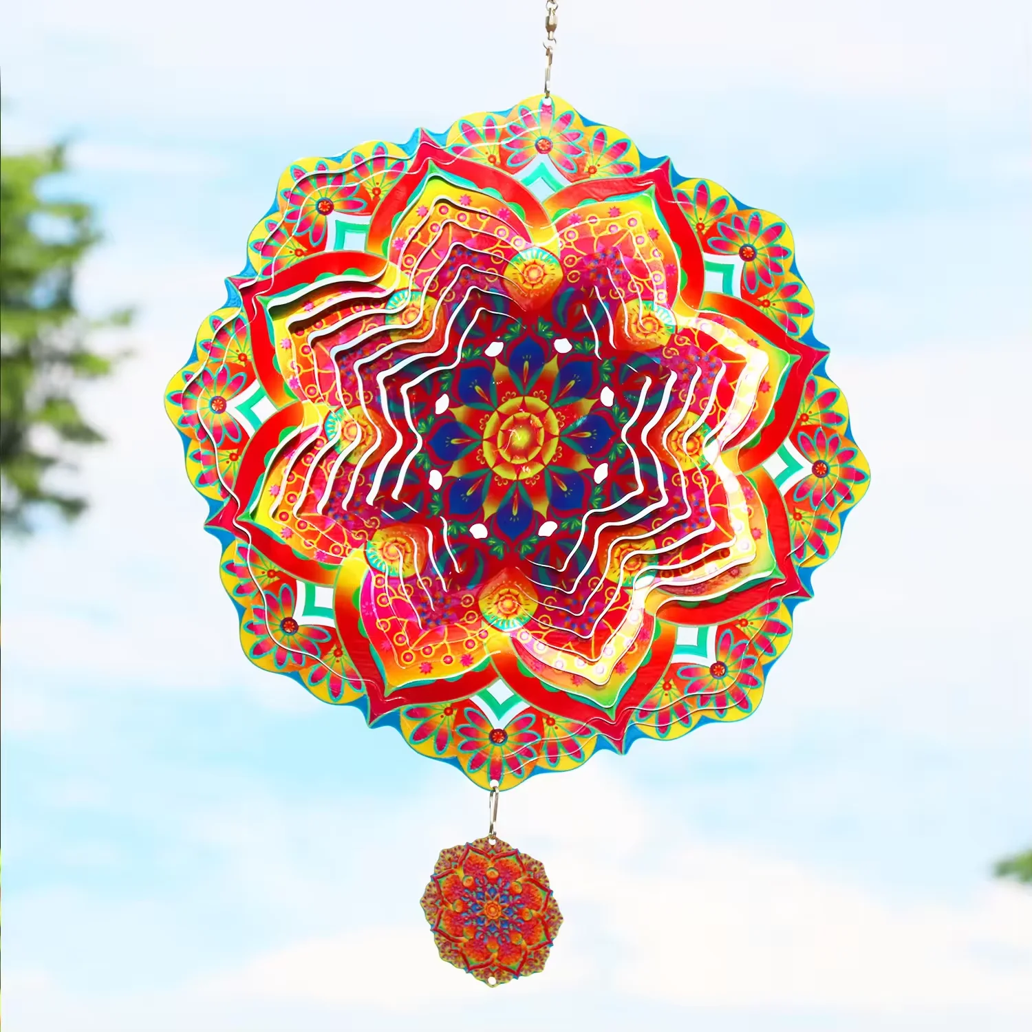 3d Stainless Steel Wind Spinner Outdoor Garden Decoration Crafts 12 inch magical metal windmill-kinetic metal wind spinners