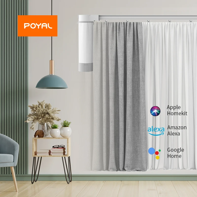 POYAL Smart Curtain Drivers for Living Room Super Silent Z Wave Electric Track Curtain Motor Motorized Rod Bot Opener Motor