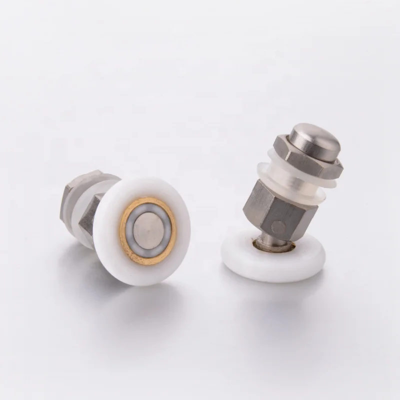 Wet room multi-directional shower door bearing wheels