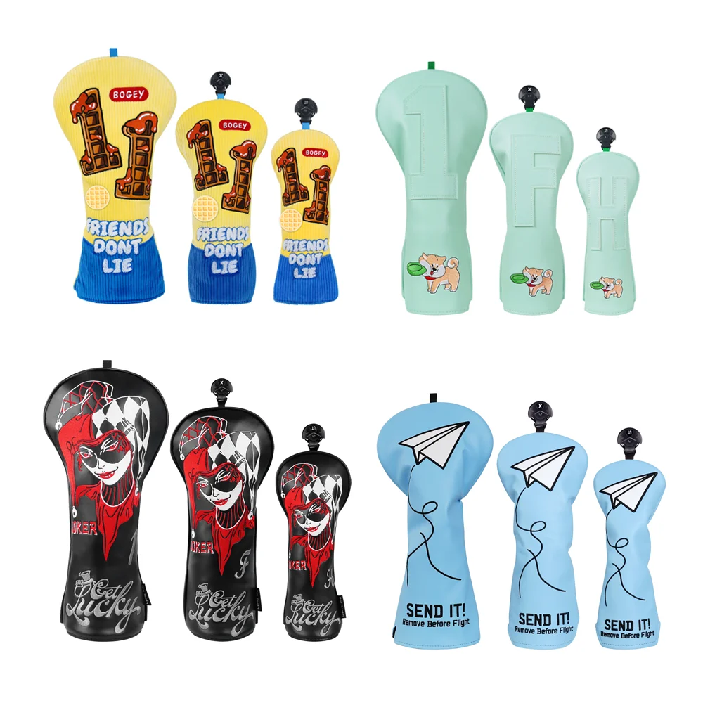 Wholesale Custom Golf Accessories Gift  Golf Headcover Set Golf Club Head Covers Pu Leather Driver Covers