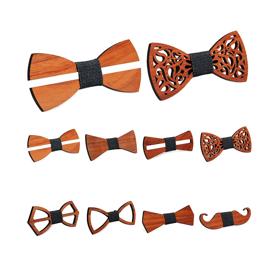 Vintage Men Wooden Bow Tie Hollow Out Carved Retro Wooden Neck Solid Color Bow Tie High Quality Ties For Men Butterfly