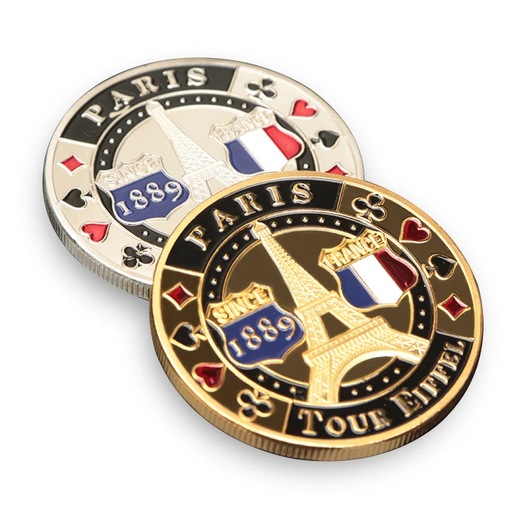 Новая Металлическая эмалированная позолоченная Посеребренная Железная Чипса 40 мм с логотипом на заказ