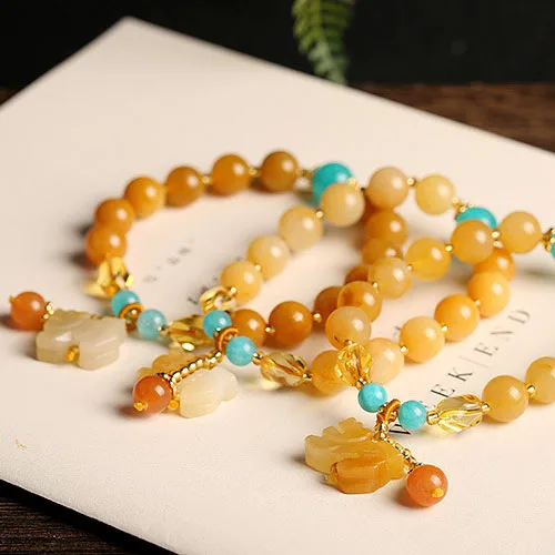 Лечебный классический браслет с золотым камнем, натуральный желтый нефритовый браслет на заказ