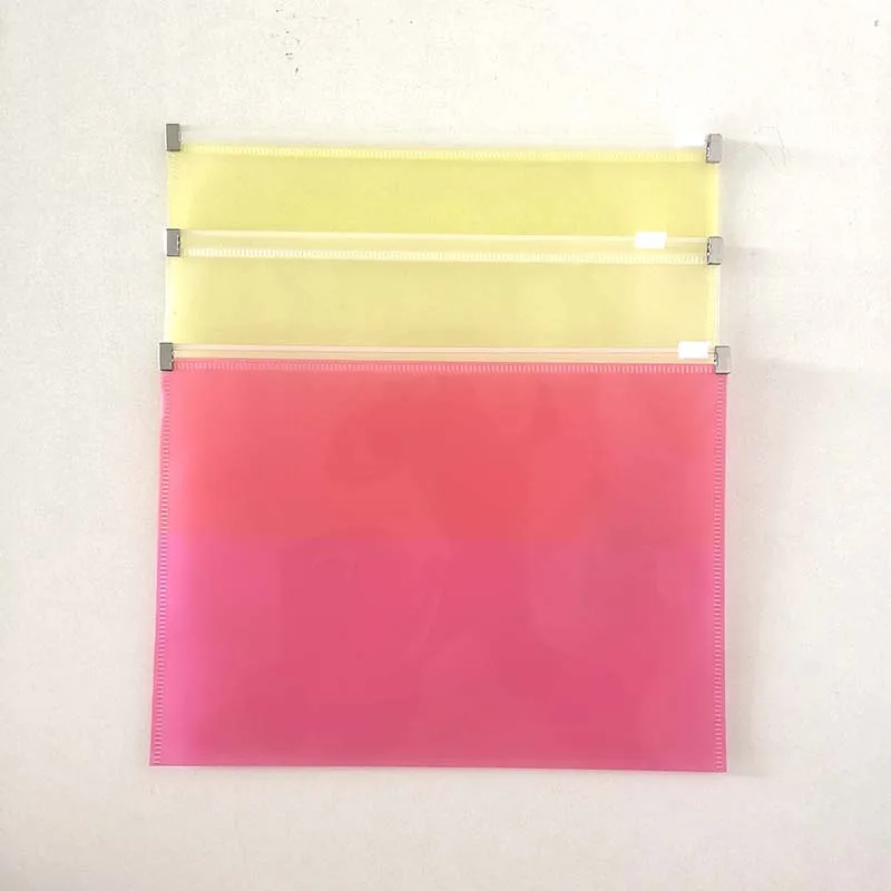 A5 wholesale PP waterproof paper File bag Transparent Zipper Document Storage Bags
