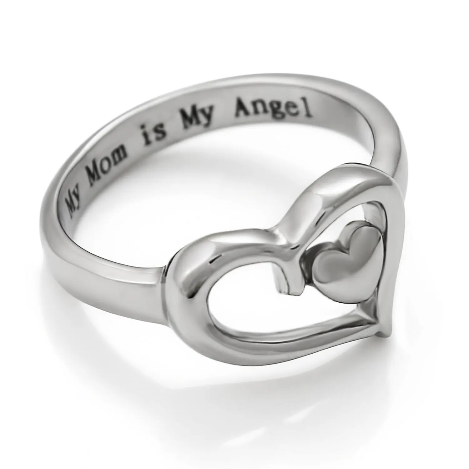 2022 Trend Love Heart Lettering My Mom Is My Angel Gift Rings For Women Cute Jewelry Bijouterie Female Wedding Accessories