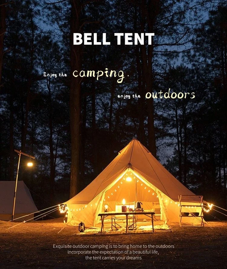 3/4/5/6/7m Waterproof UV resistance big space 900D oxford cotton canvas bell tent outdoor glamping event tent for resort