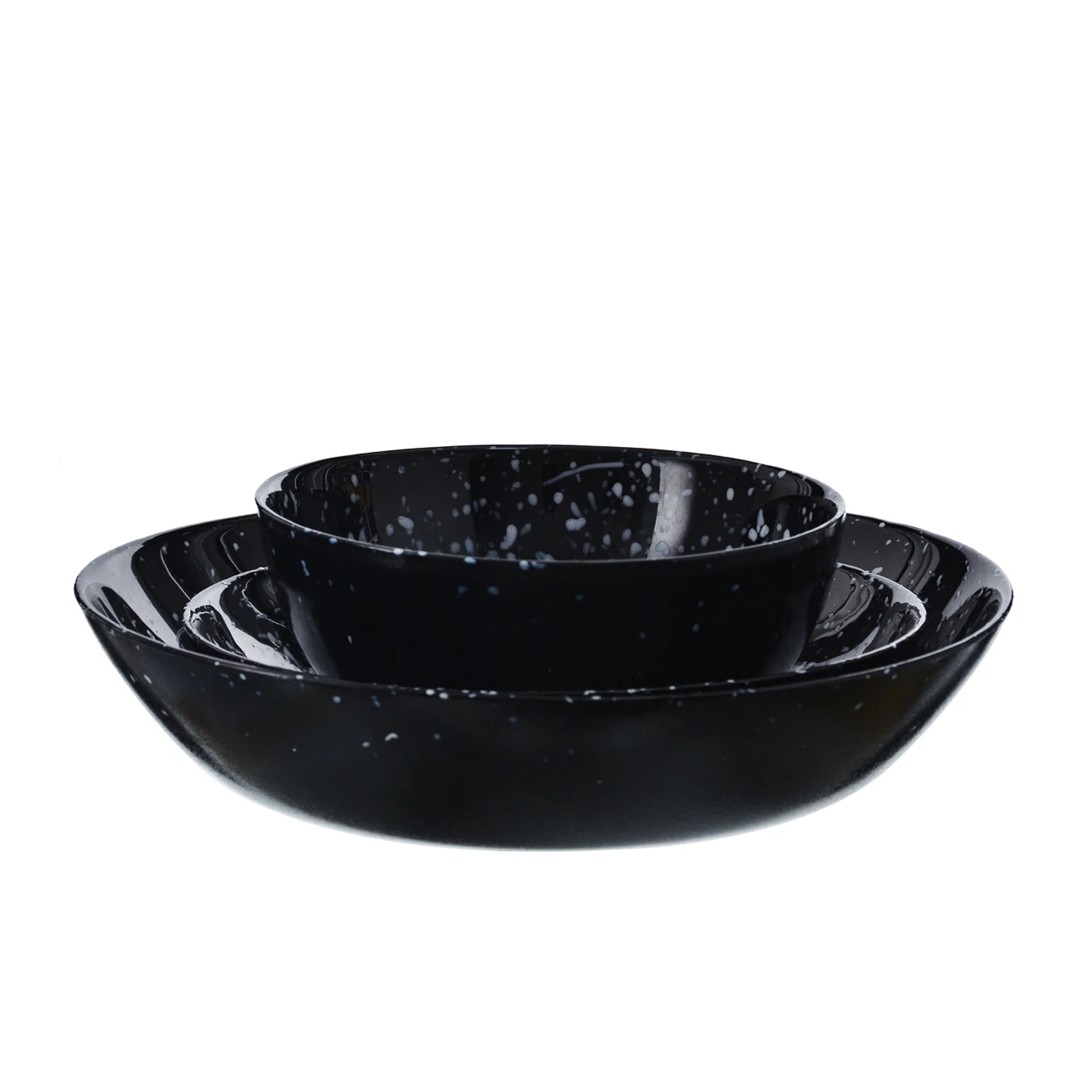 Набор посуды из черного стекла