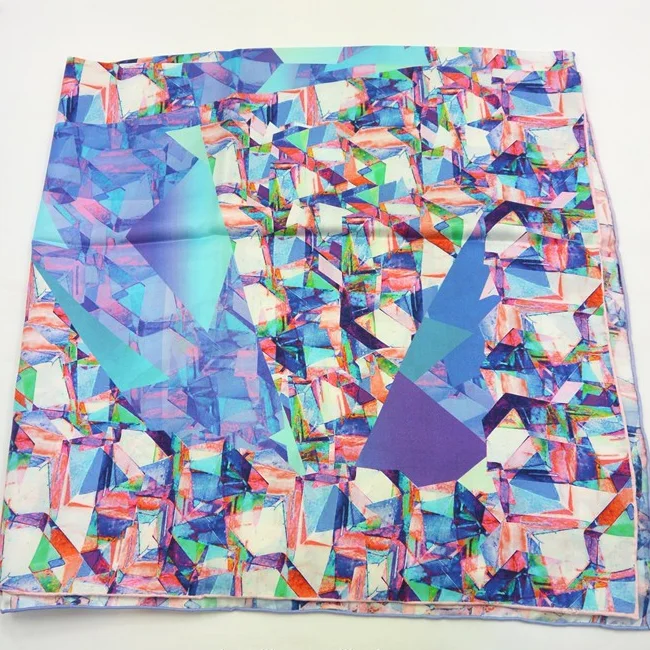 new elegant soft floral digital printed hand rolled edges silk twill square scarf