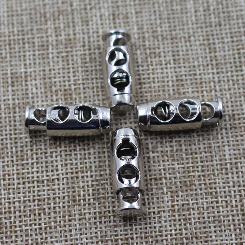 Wholesale Custom Double Hole Metal Cord Locks Cord End Stopper Drawstring Rope Elastic End Zipper Cord Pull End Rope Lock Toggle