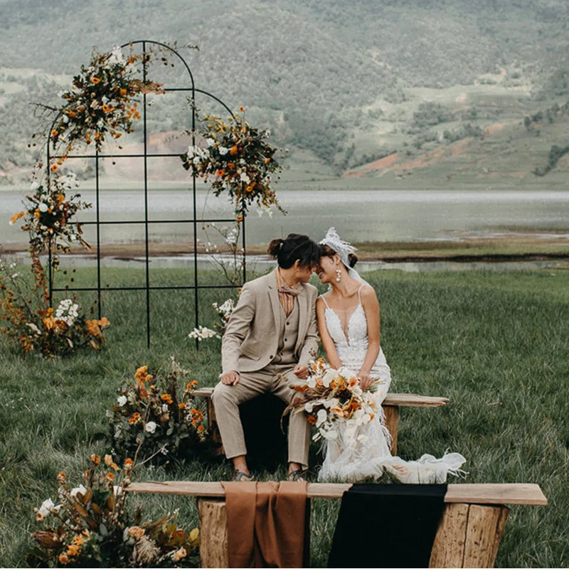 New Wedding Wrought Iron Props Decorate Wedding Scene Furnishing Articles Black Screen Arch Background