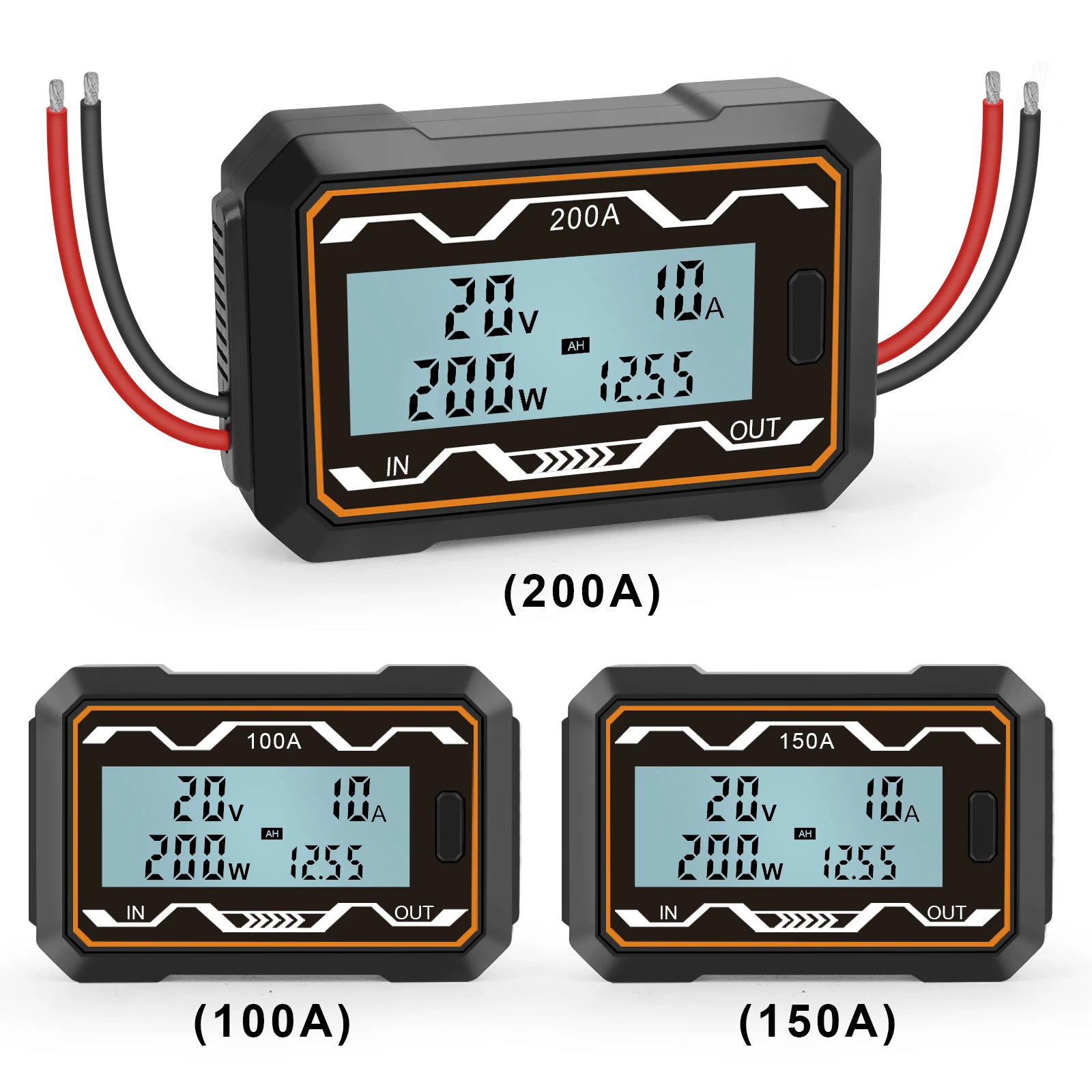 LCD Digital DC Power meter with 150A/ 200A/ 100A Display Voltage current power