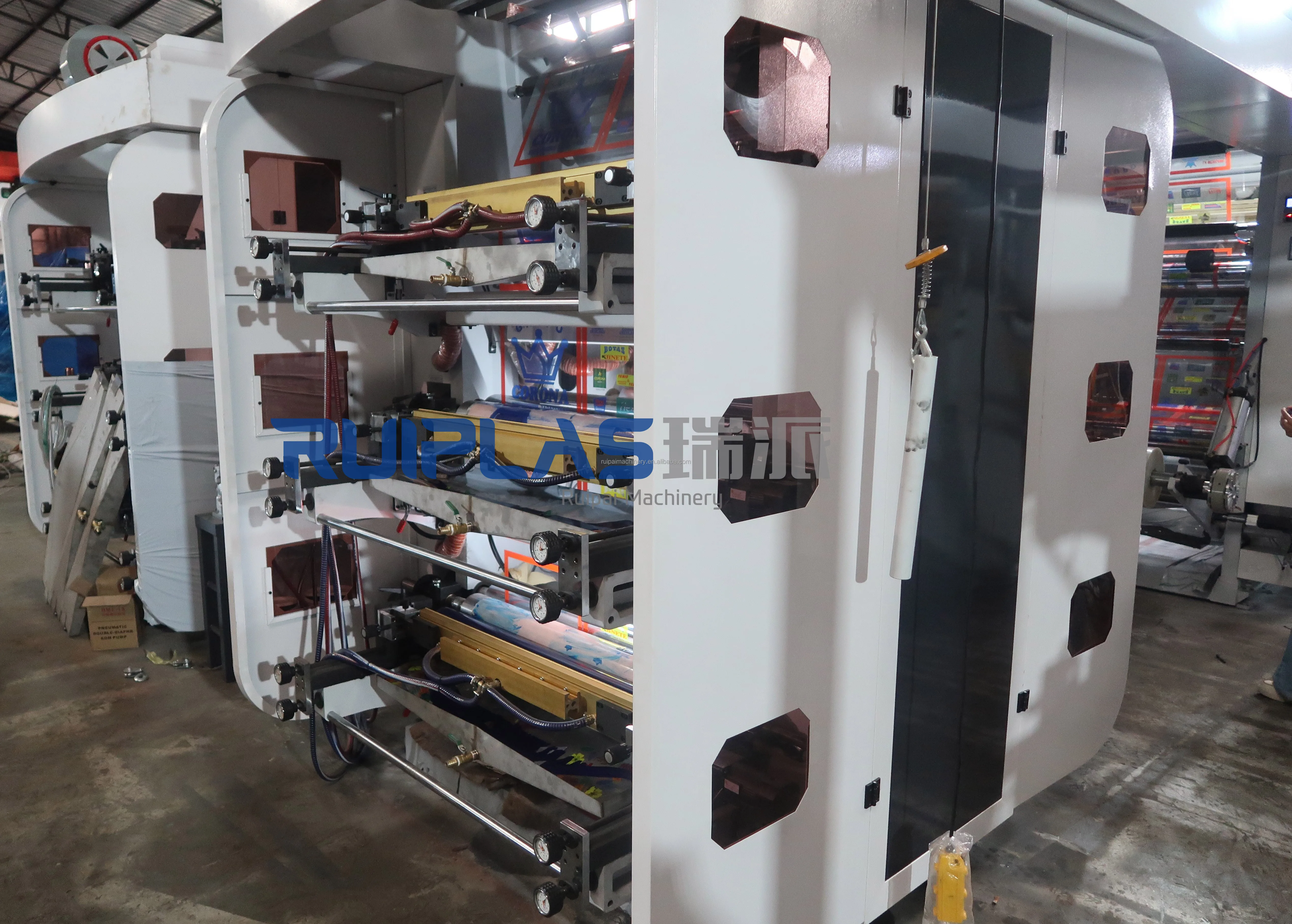ruiplas GYT-61000 high speed 6 color PE plastic film rolling paper fabric package stack flexo printing machine