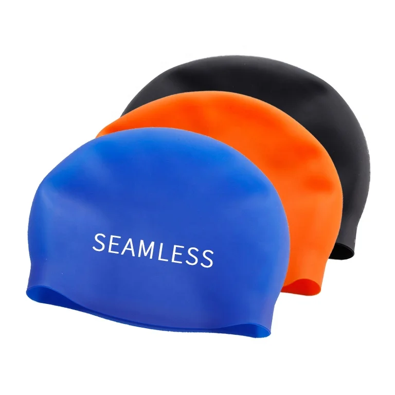 Custom Printing OEM Logo Silicone  Seamless High Quality Water Sports Swimming Caps For Adult