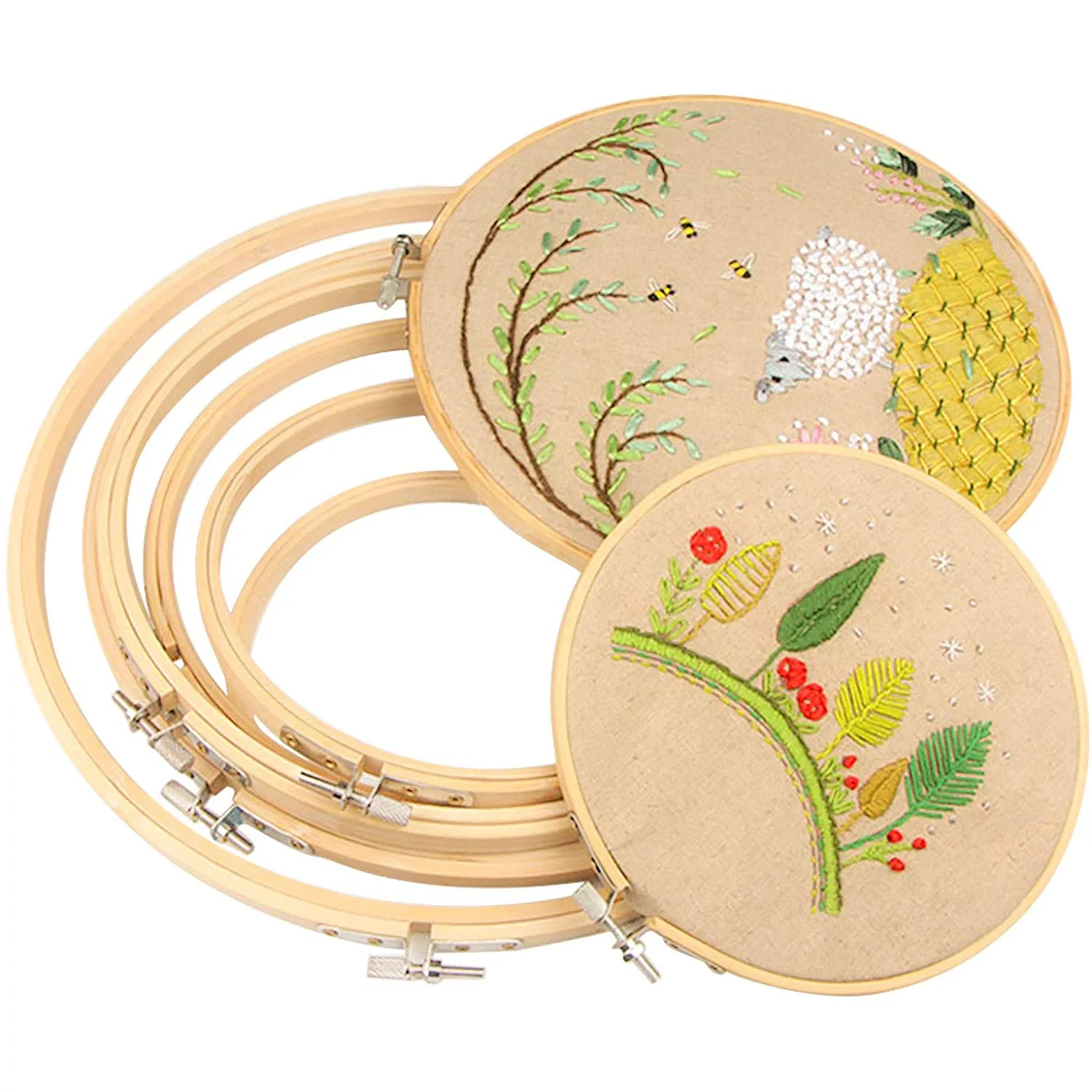 7.87IN Wooden Bamboo Floral Hoop Macrame Craft Hoop Ring Bamboo Frame bamboo circle for DIY Dreamcatcher Ring