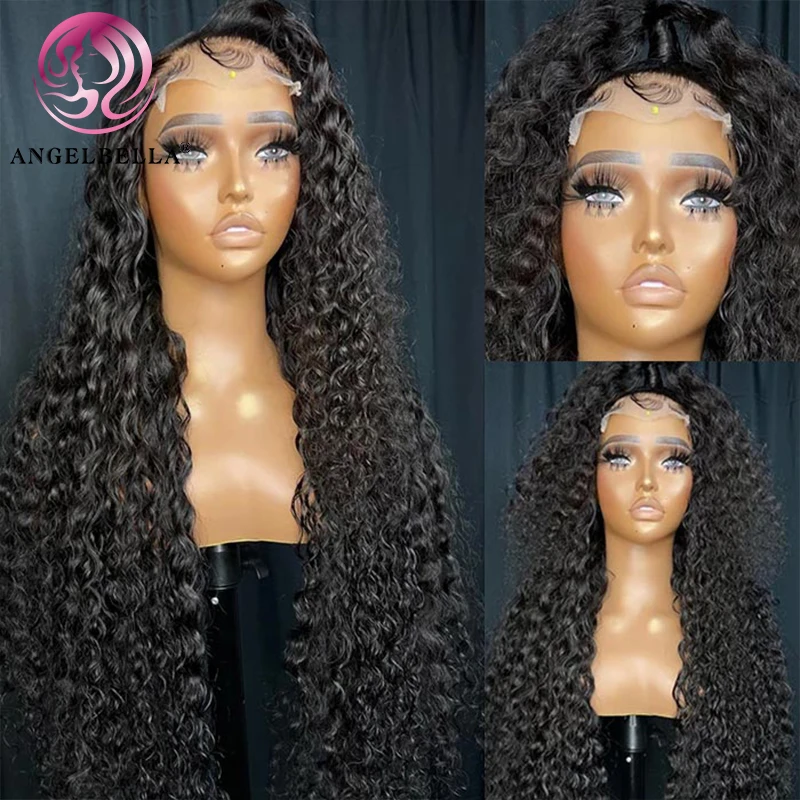 AngelBella Best Lace Wig Vendors Frontal Wig Human Hair Water Wave 13x4 Transparent Lace Frontal Wigs For Black Women
