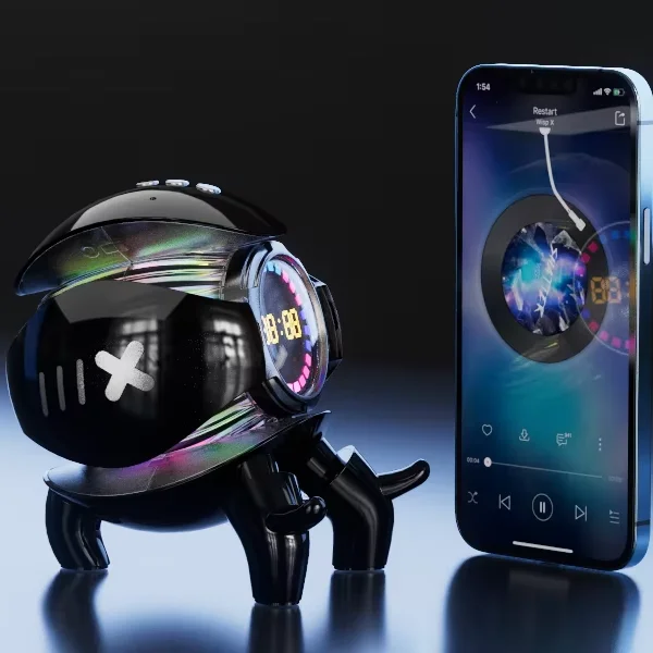 Mecha Monster Bluetooth Speaker Creative RGB Desktop Audio Lamp with Dynamic Spectrum FM Radio for Home Living Room