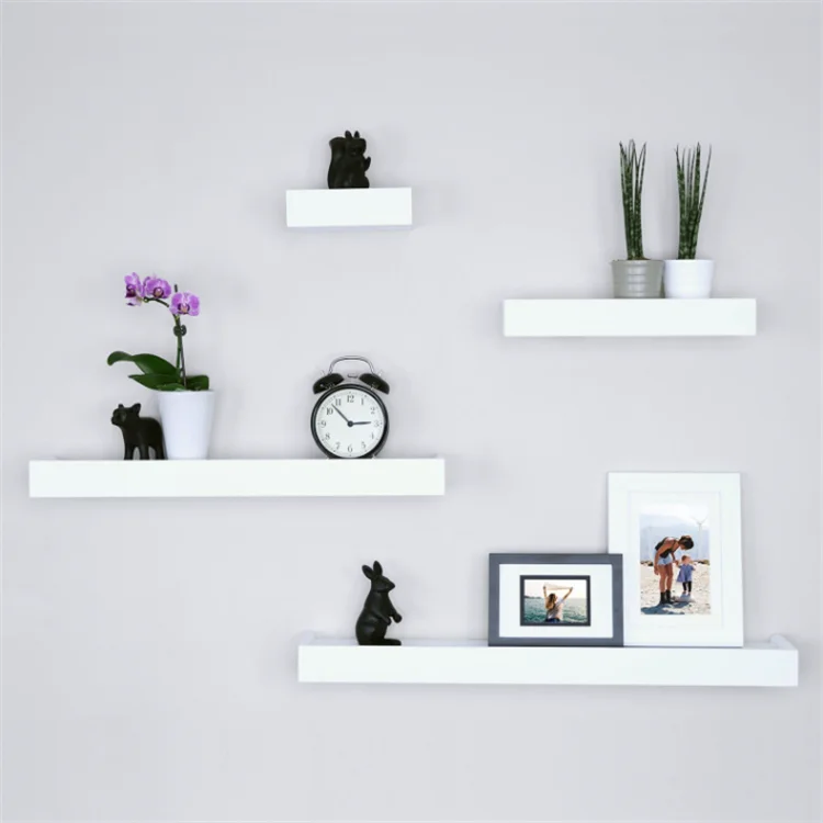 Rustic Wooden Floating Wall Shelves For Living Room White Wall Display Shelves Mounted Shelf Kitchen Wood Wall Display Storage