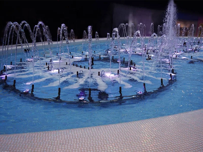AWS New Indoor Mini Pool LED Lights Water Fountain Hotel Home Decor Music Dancing Fountain