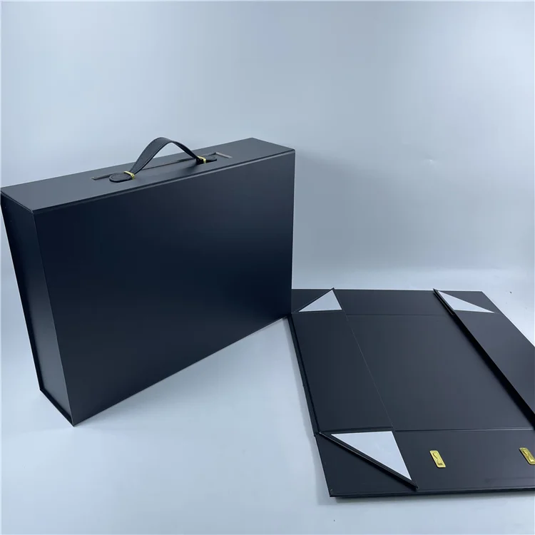 Recyclable Wholesale Anti Scratch Laminated Black Paper Storage Foldable Packaging Jeans Big Boxes Cloth Shipping Gift Package