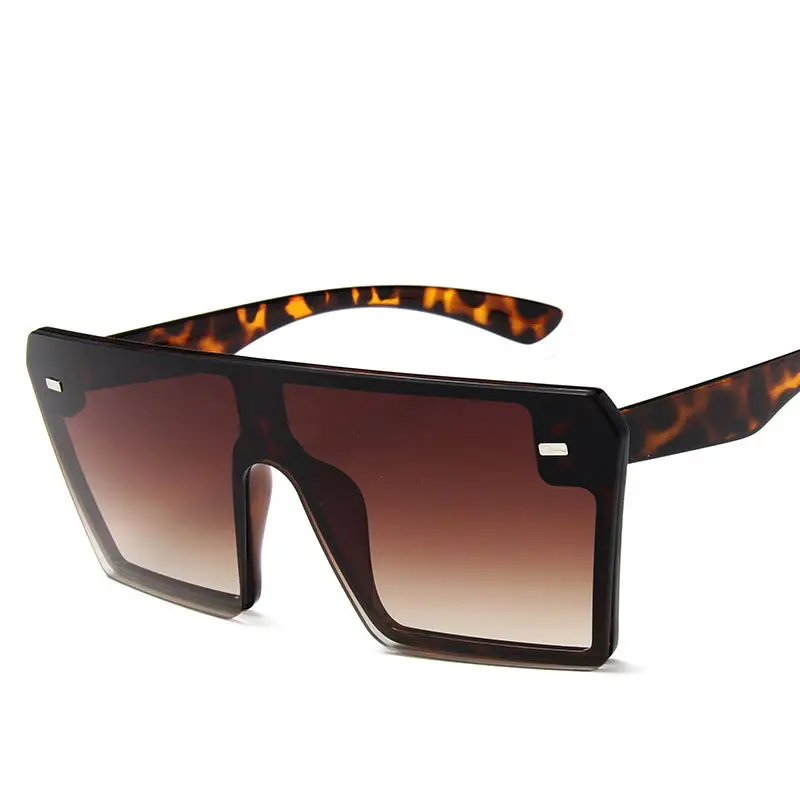 Square Sunglasses Women Oversized Flat Top Black Clear Lens One Piece Sun Glasses