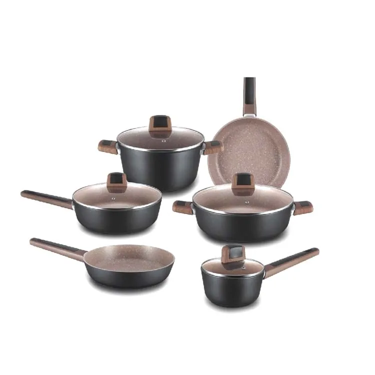 10 Pcs Popular Professional Kitchen Marble Cookware Non Stick Cookware Sets