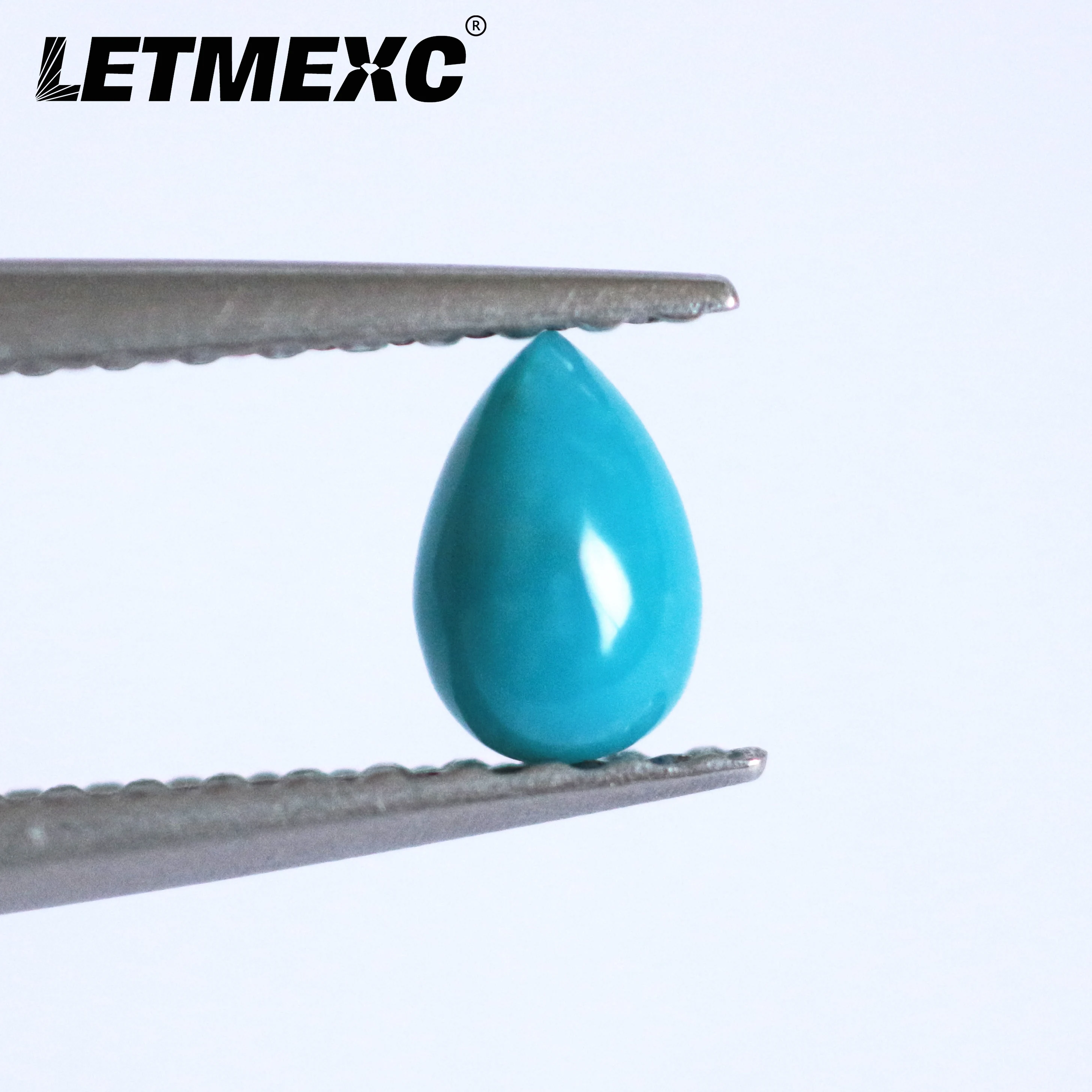 Natural Turquoise Gemstone Cabochons Pear Shaped Loose Stone in Bright Blue 3mm Height Excellent Diamond Cut with Matrix