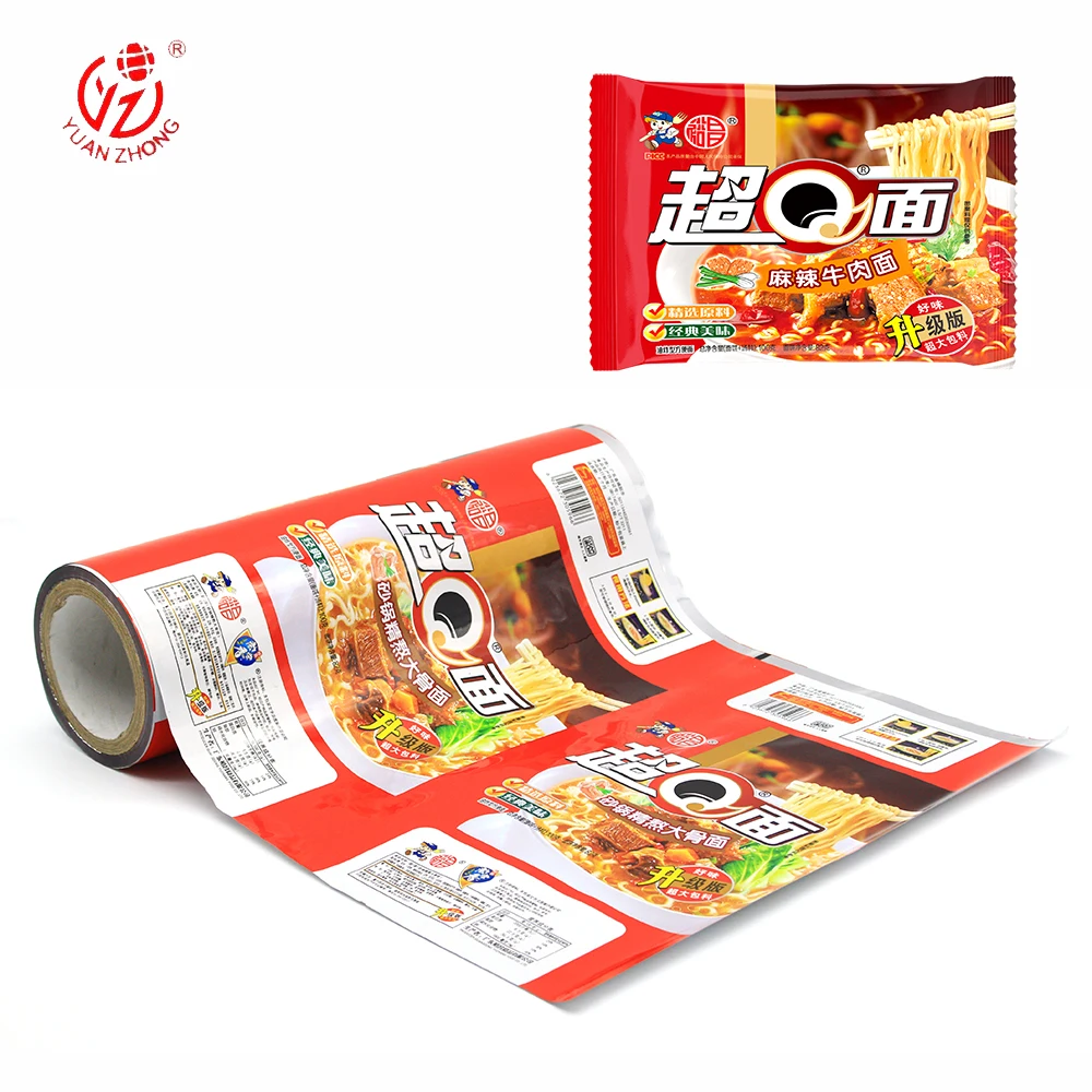 Factory Supply Custom Printed Plastic Food Packaging Film Pet Lamination Roll Film Flexible Printed Instant Noodle Stock Film
