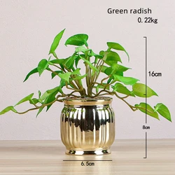 Golden green dill artificial metal flower bonsai ornaments home decoration living room green plants fake flower potted plants